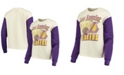Junk Food Women's White, Purple Los Angeles Lakers Contrast Sleeve Pullover Sweatshirt
